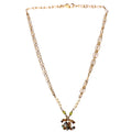 Beaded CC Double Chain Necklace Gold/Multicolor