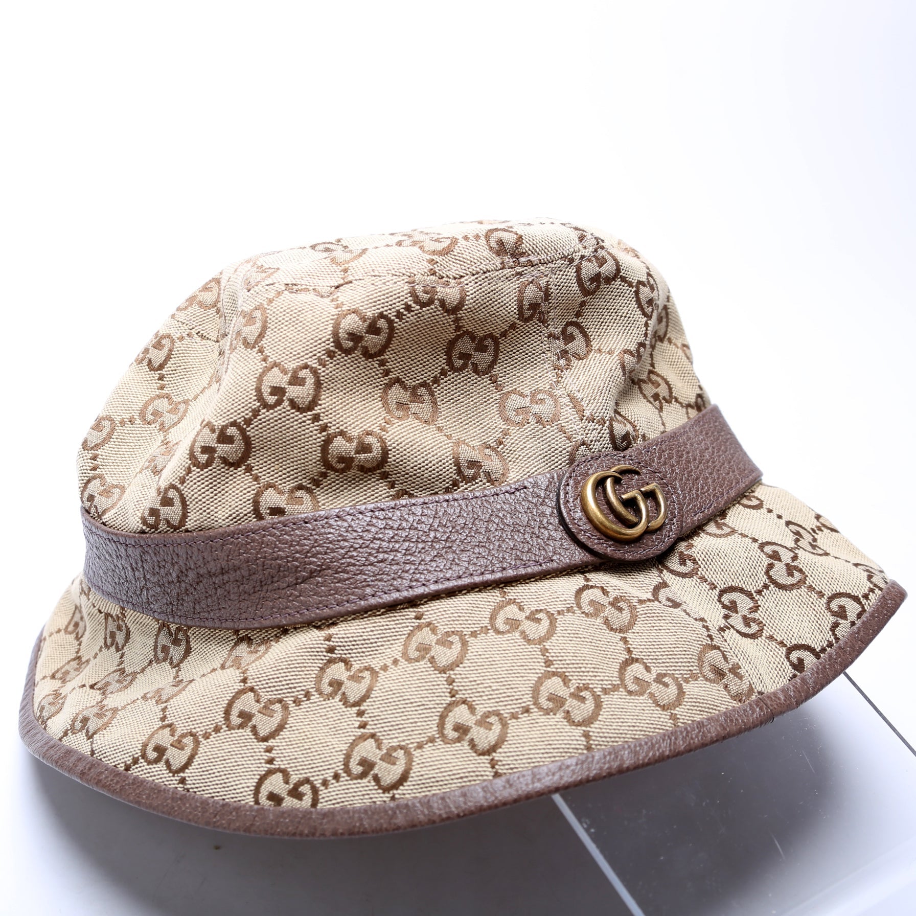 GG Canvas Bucket Hat Size Small Brown