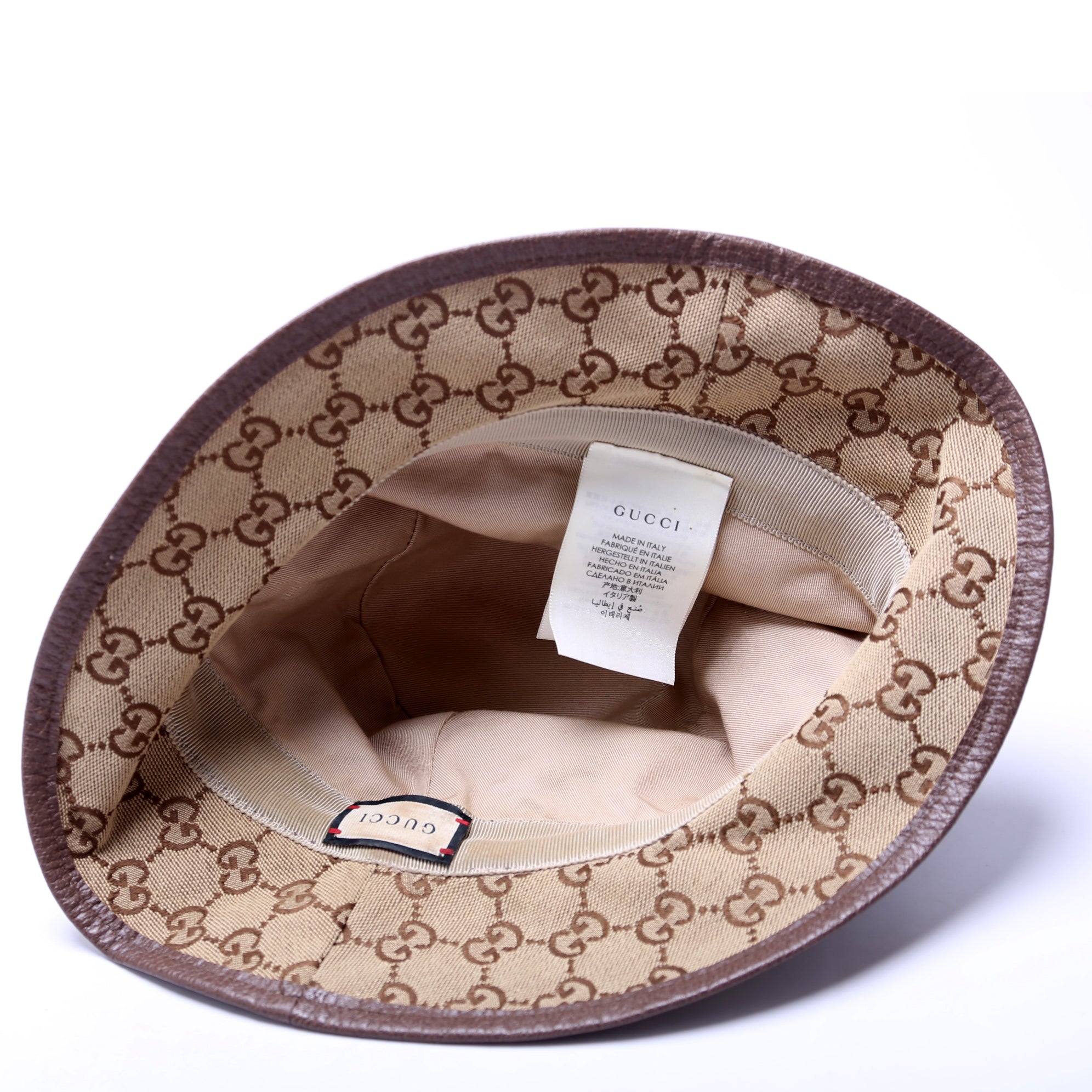 GG Canvas Bucket Hat Size Small Brown