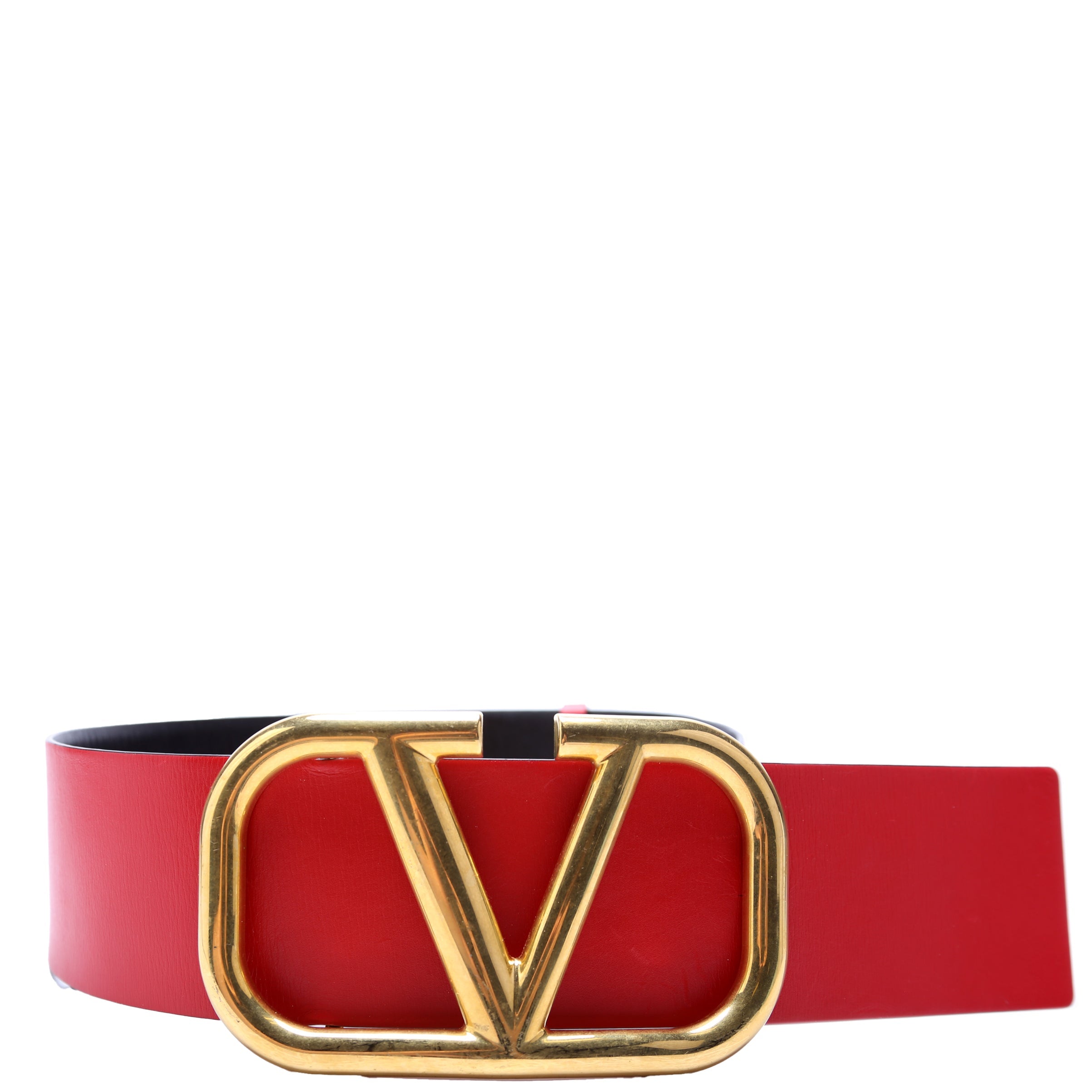 Reversible V Logo Signature Belt 70MM Size 70/28 Red/Black