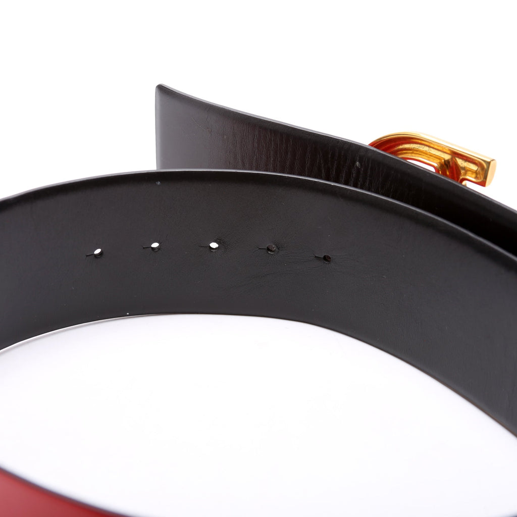 Reversible V Logo Signature Belt 70MM Size 70/28 Red/Black