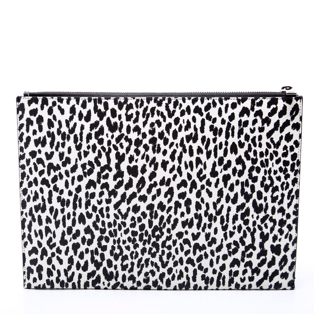 SAINT LAURENT Stamped Leather Clutch 397294 Black/White