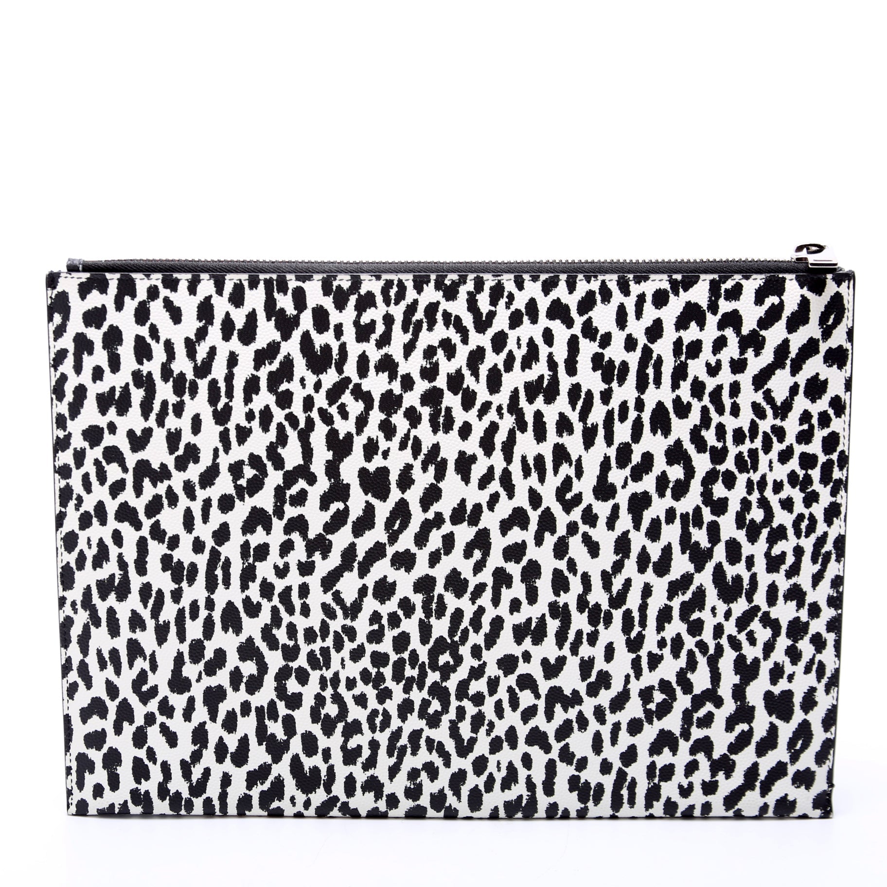 SAINT LAURENT Stamped Leather Clutch 397294 Black/White