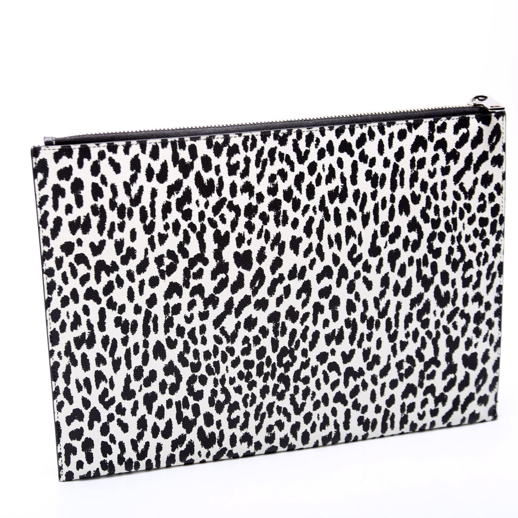SAINT LAURENT Stamped Leather Clutch 397294 Black/White