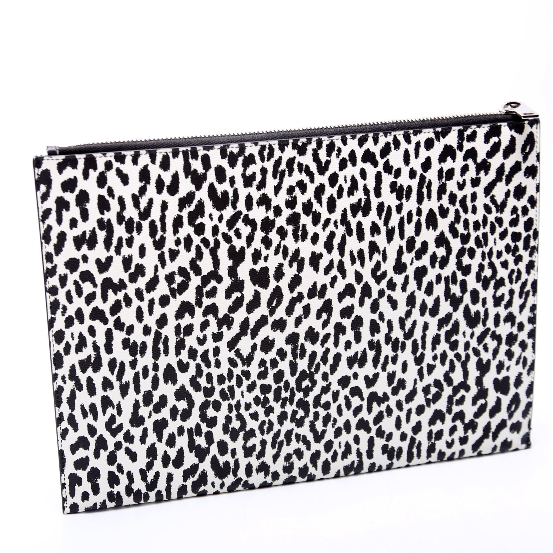 SAINT LAURENT Stamped Leather Clutch 397294 Black/White