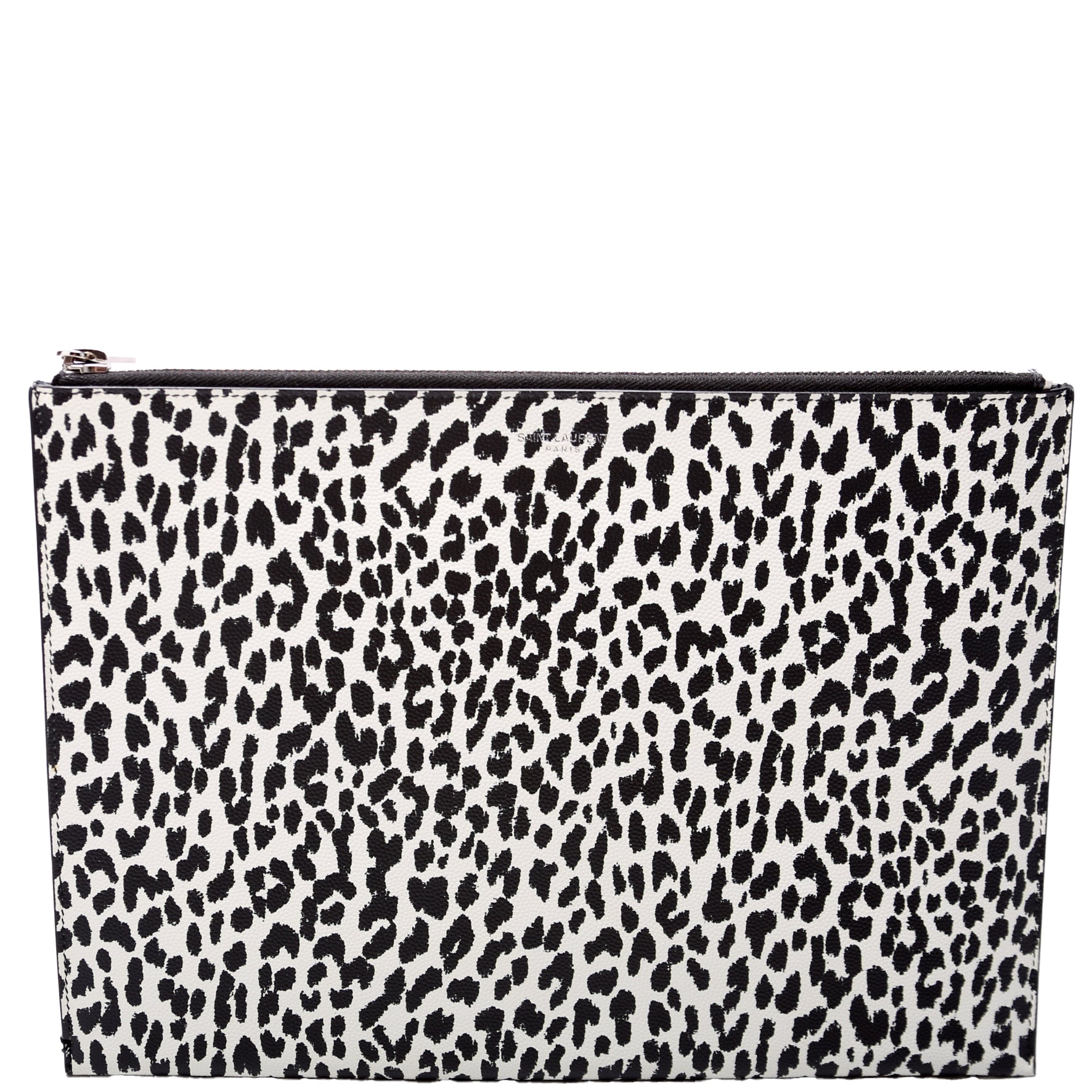 SAINT LAURENT Stamped Leather Clutch 397294 Black/White
