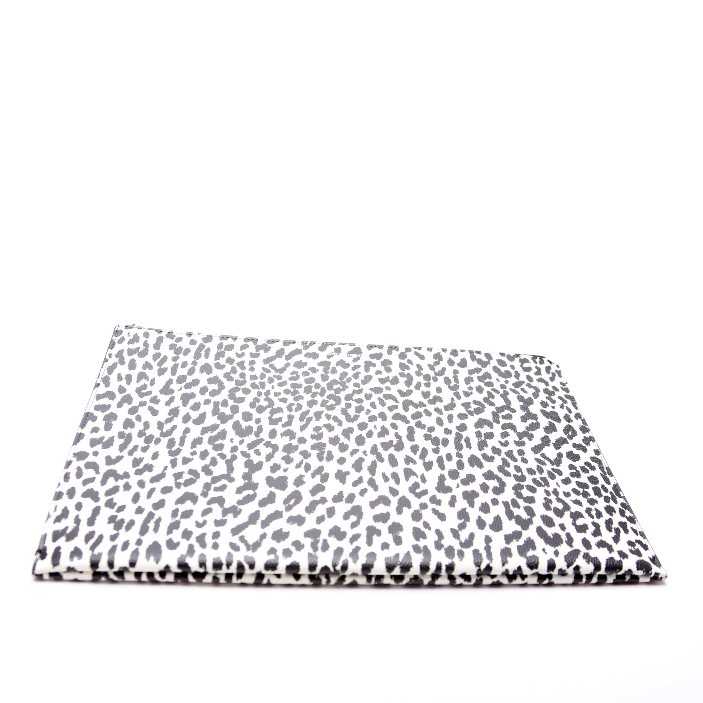 SAINT LAURENT Stamped Leather Clutch 397294 Black/White