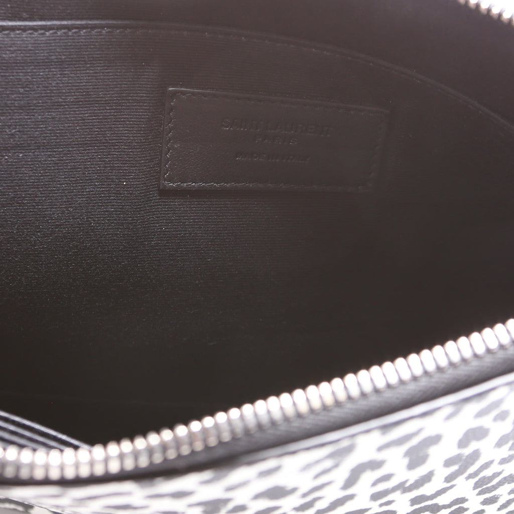 SAINT LAURENT Stamped Leather Clutch 397294 Black/White