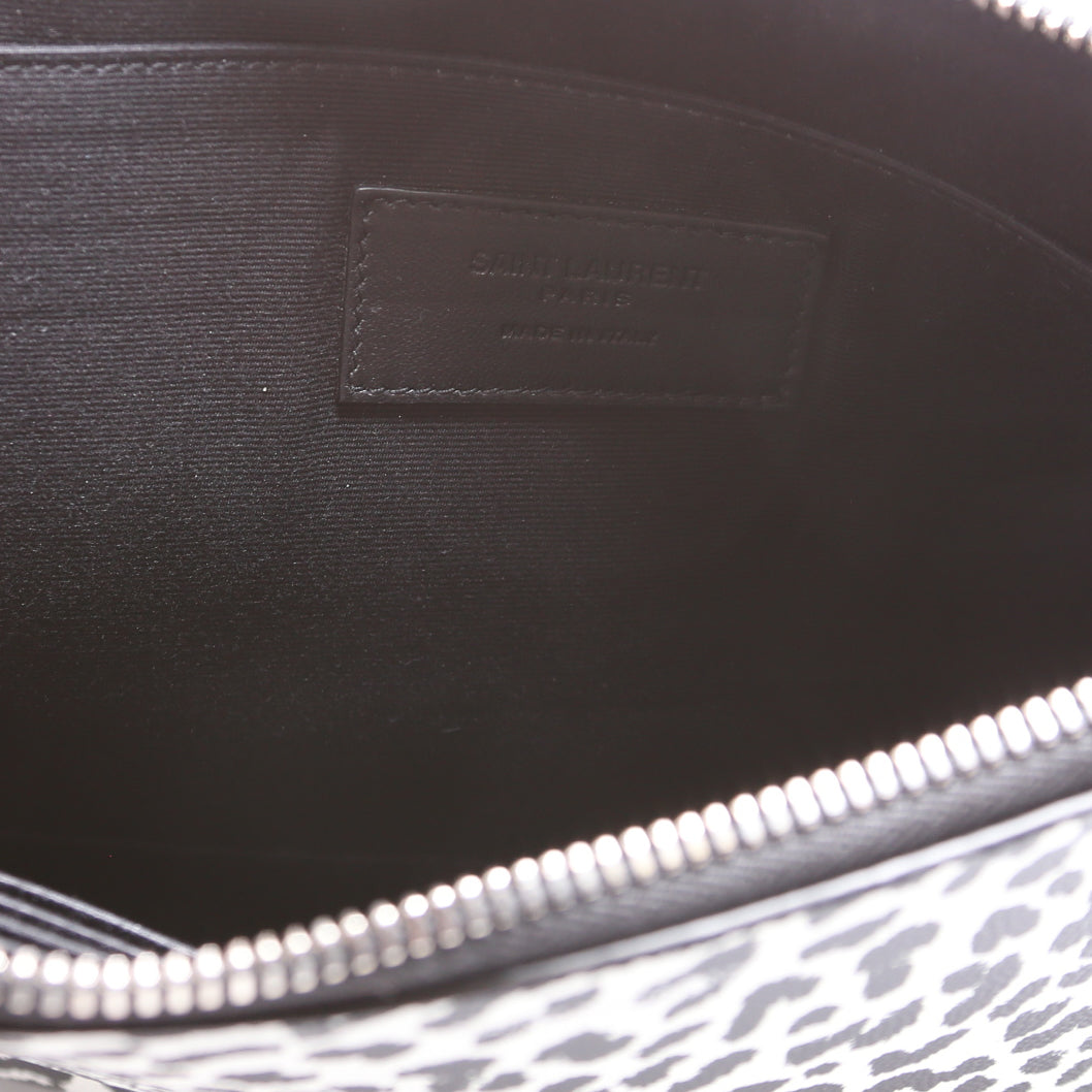 SAINT LAURENT Stamped Leather Clutch 397294 Black/White