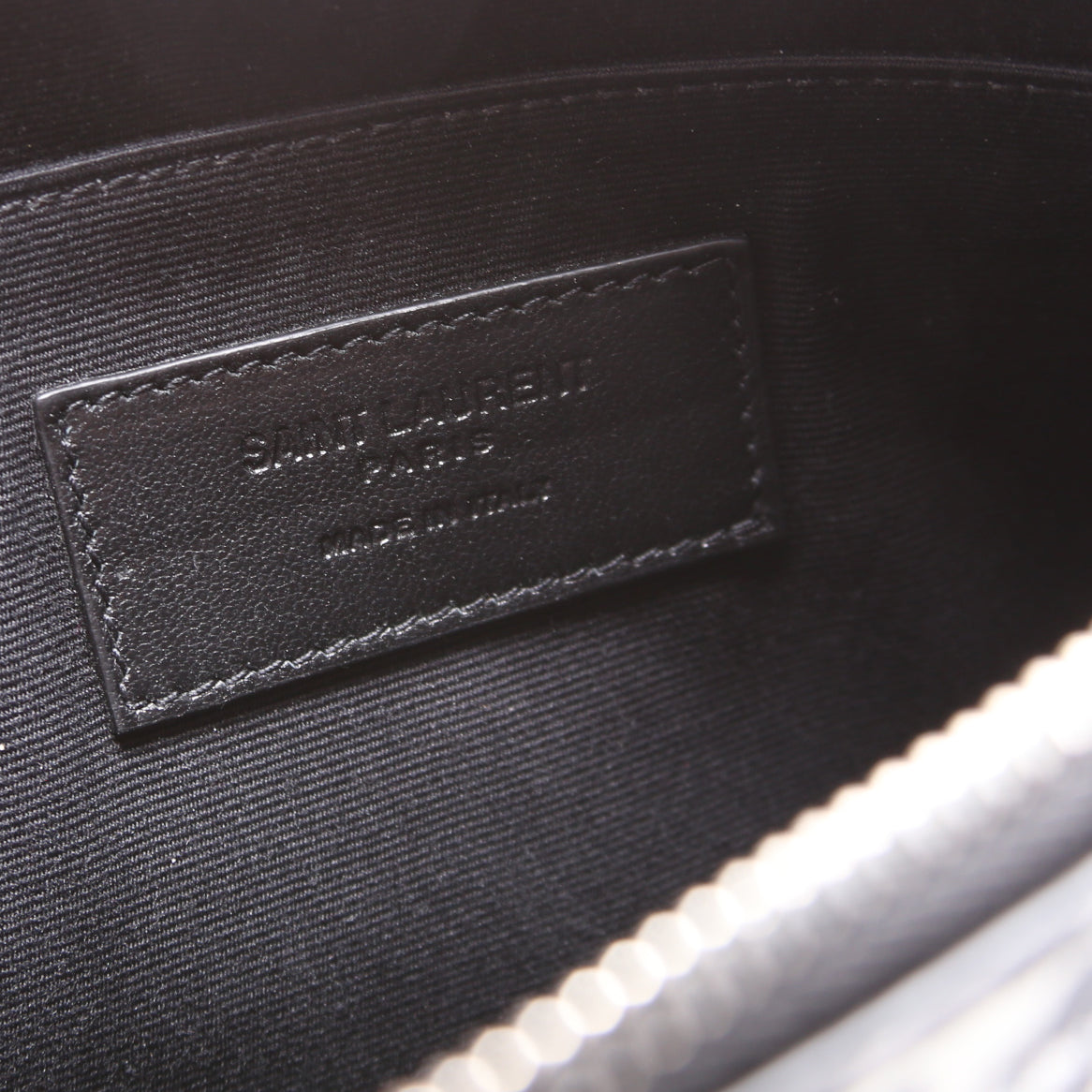 SAINT LAURENT Stamped Leather Clutch 397294 Black/White