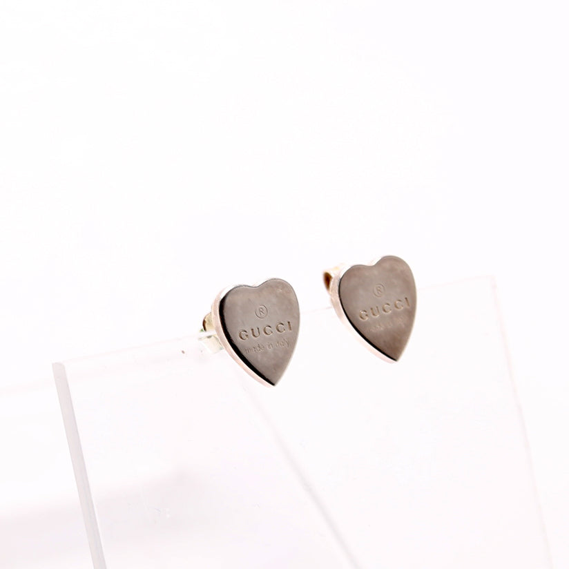 Gucci Trademark Logo Heart Studs Earrings