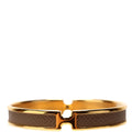 Olympe Epson Leather H Narrow Bracelet Gold/Brown