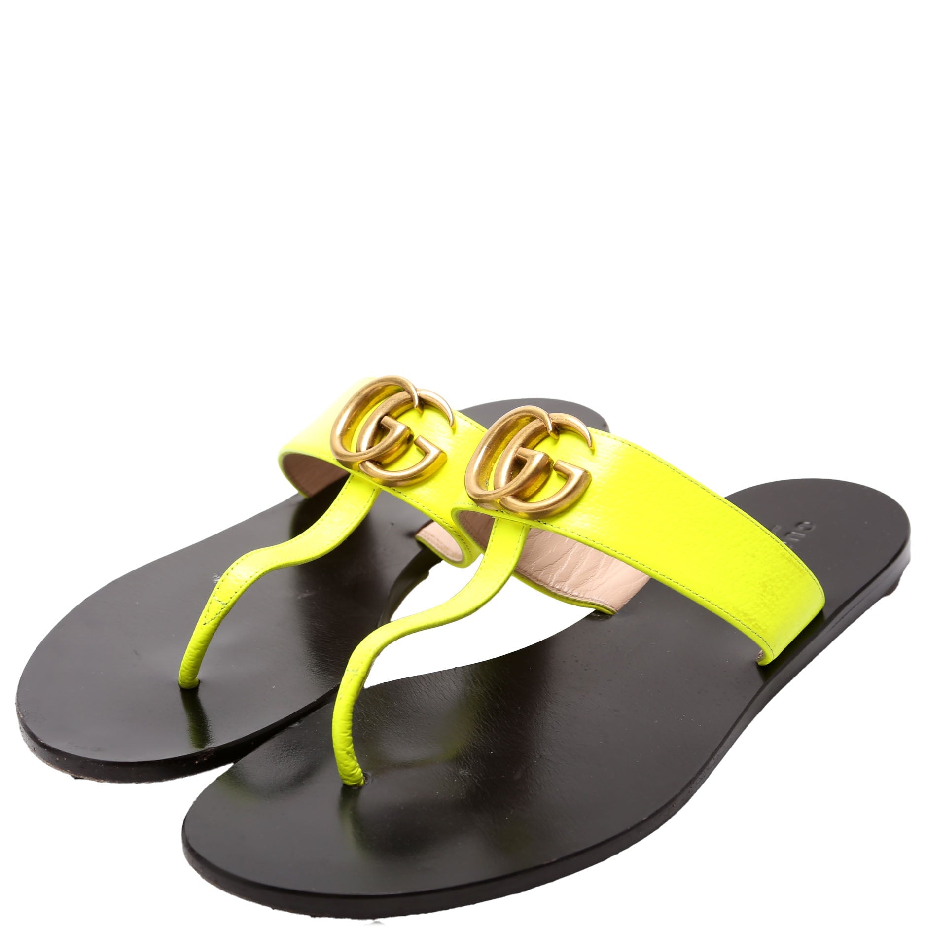 GG Marmont T-Strap Sandals Size 38 Yellow