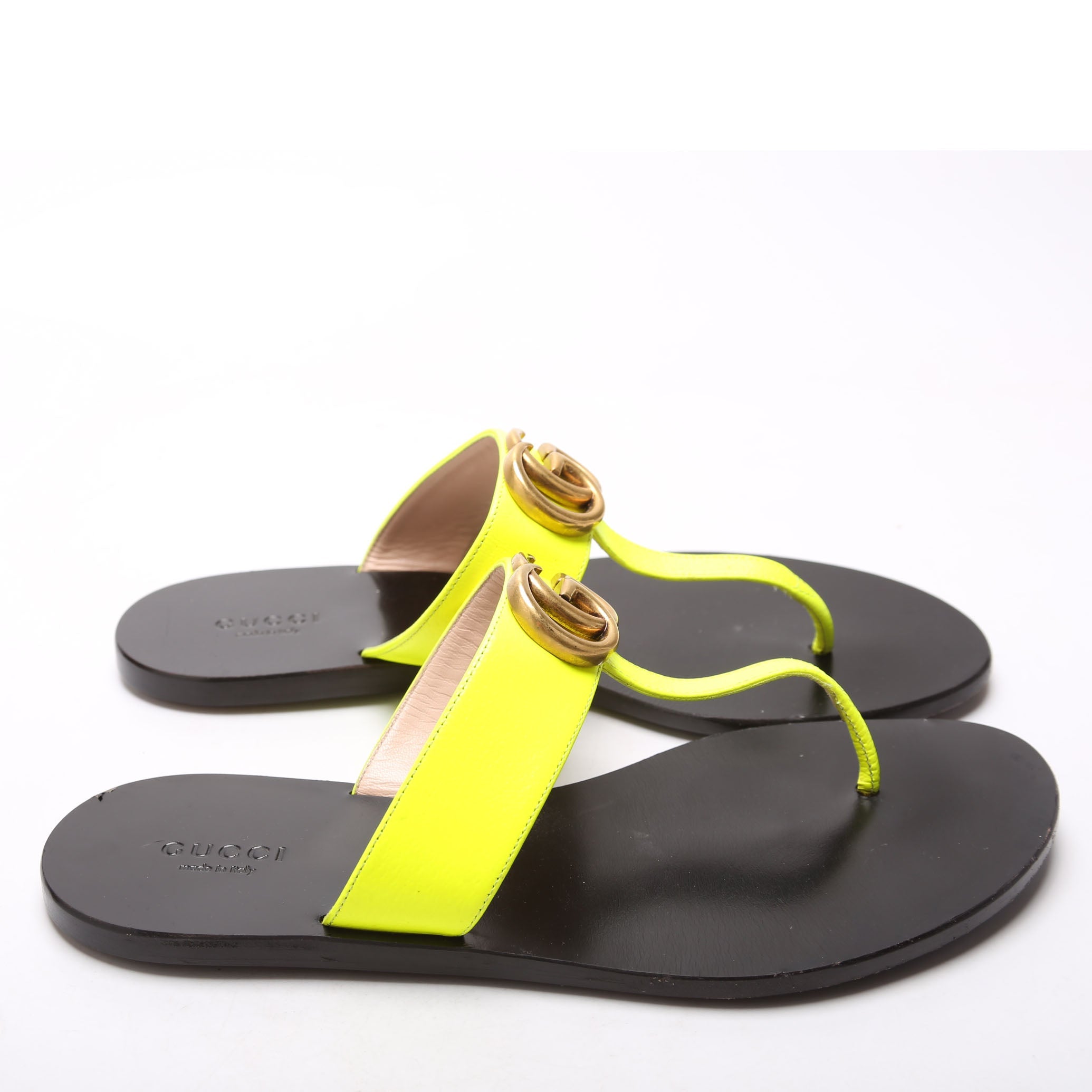 GG Marmont T-Strap Sandals Size 38 Yellow