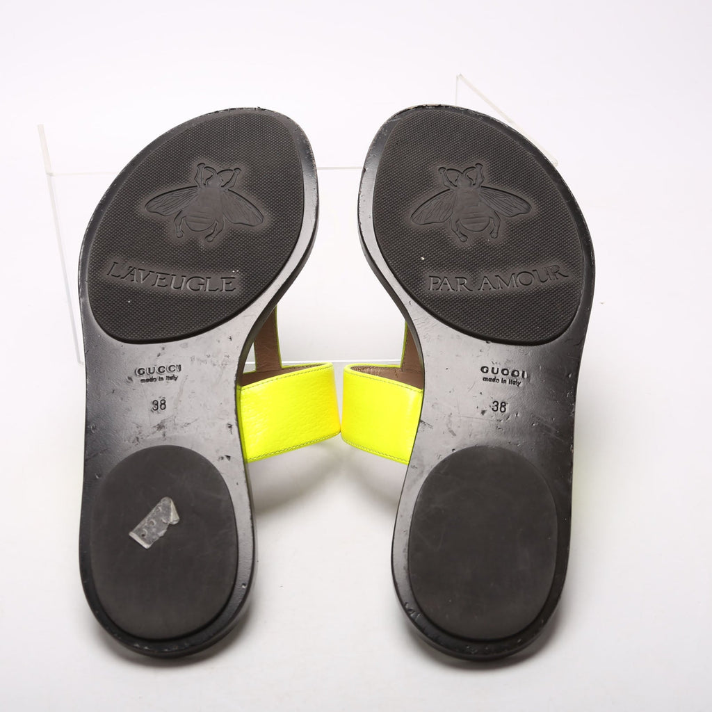 GG Marmont T-Strap Sandals Size 38 Yellow