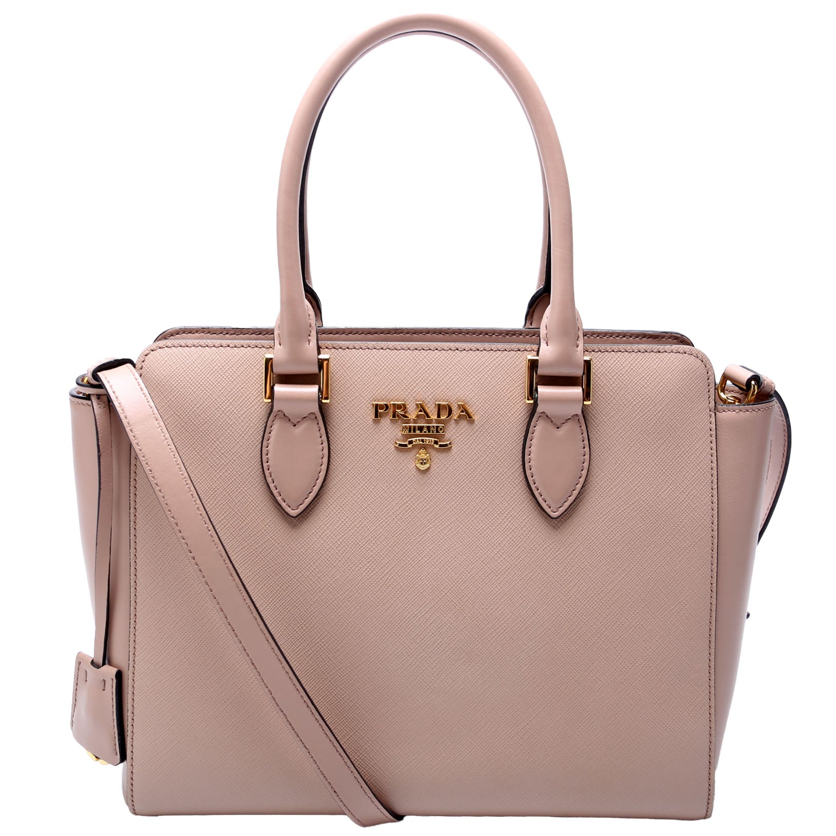 1BA113 Saffiano/Calfskin Top Handle Bag Tan