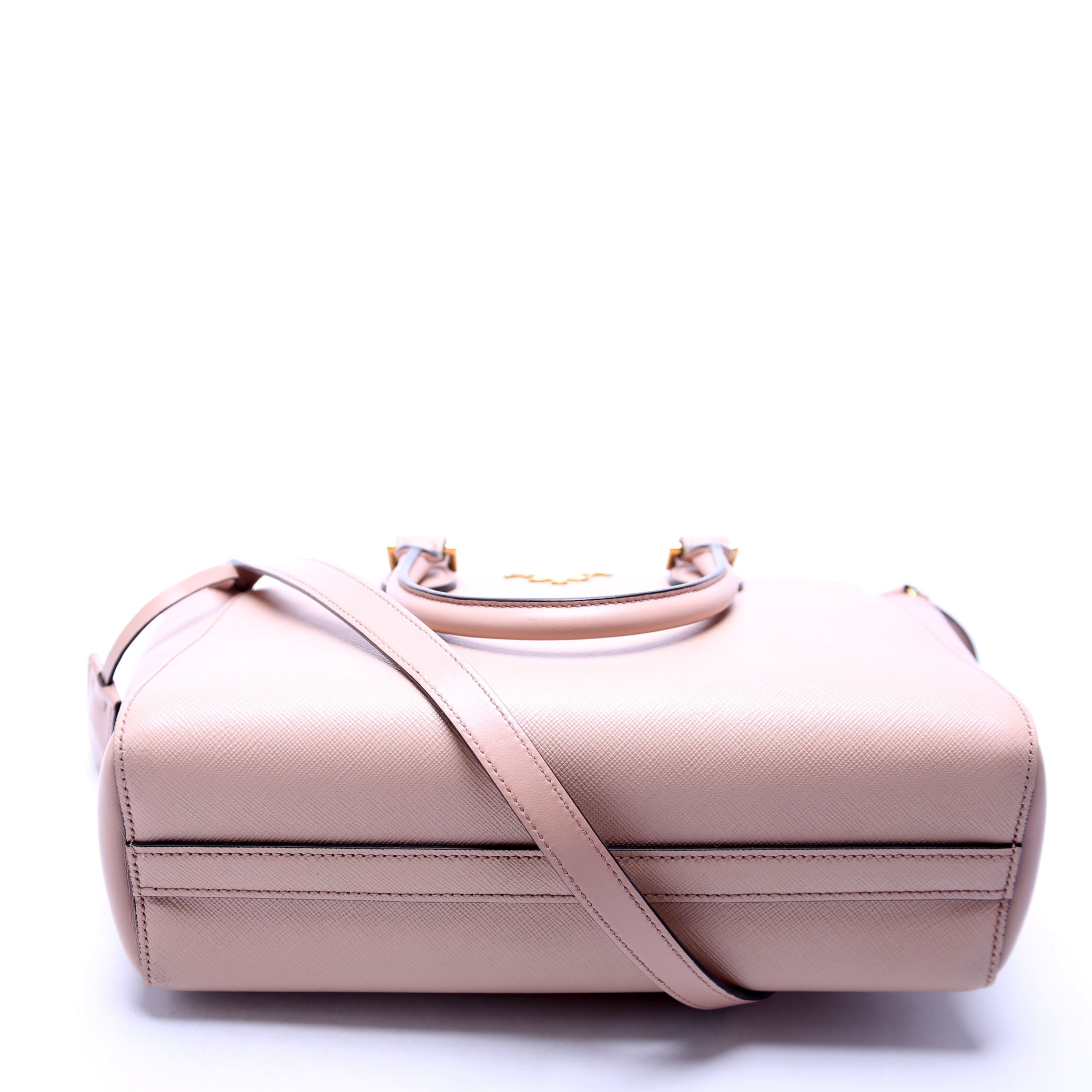 1BA113 Saffiano/Calfskin Top Handle Bag Tan