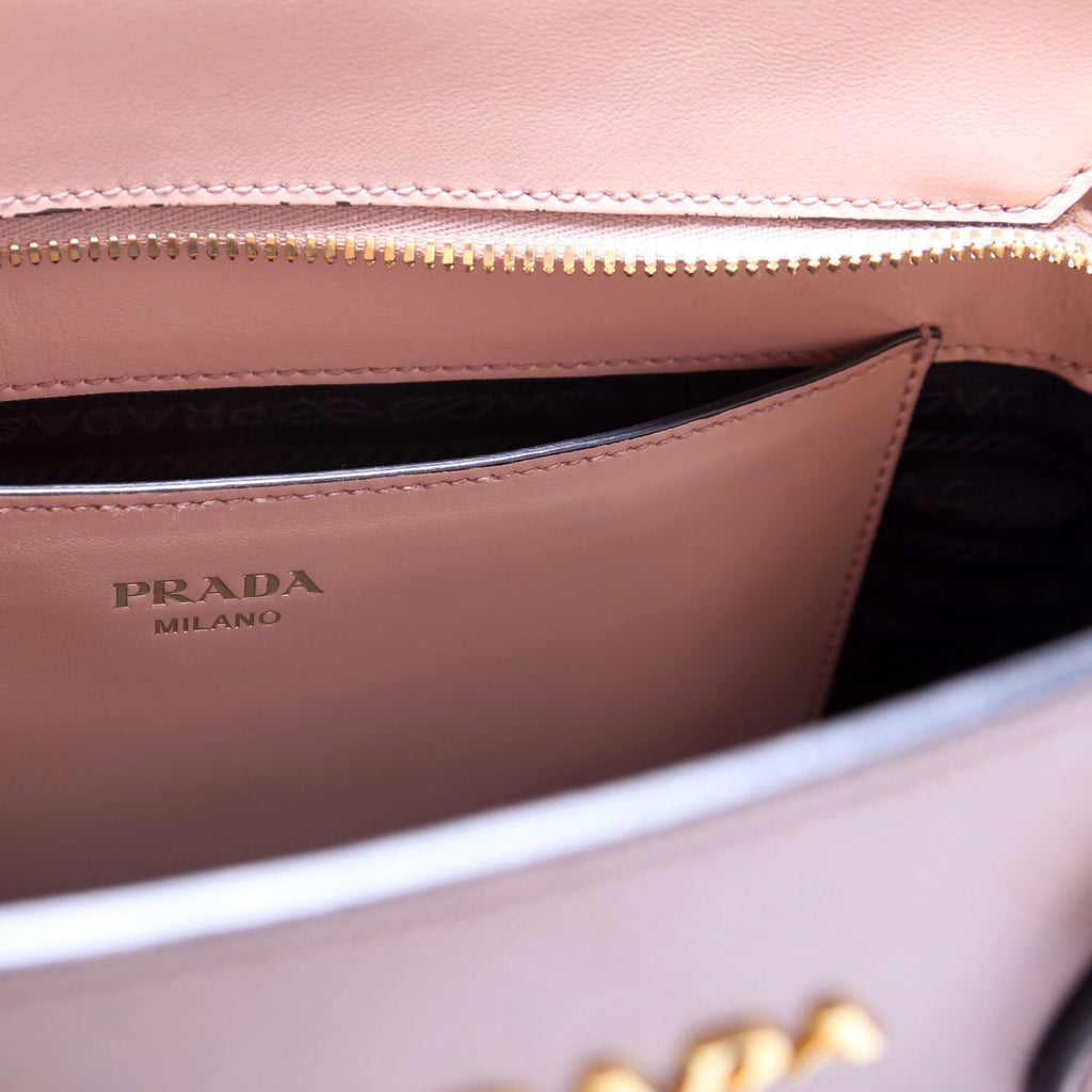 1BA113 Saffiano/Calfskin Top Handle Bag Tan