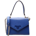 1BA186 Saffiano Monochrome Logo Top Handle Bag Blue