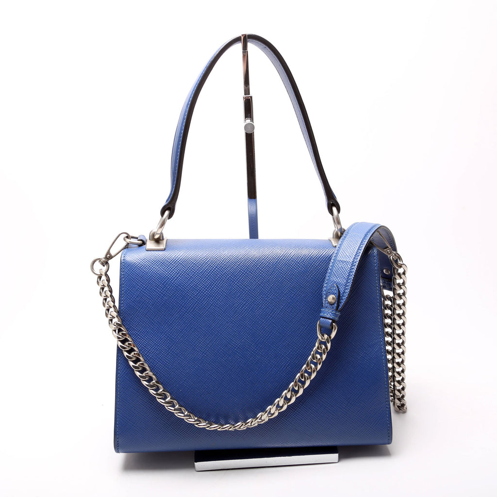 1BA186 Saffiano Monochrome Logo Top Handle Bag Blue