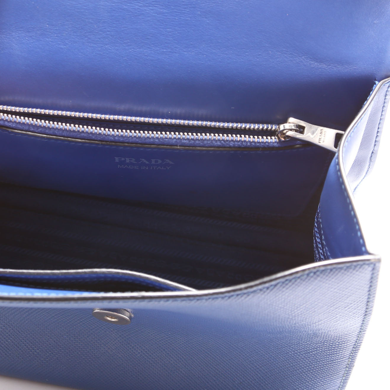 1BA186 Saffiano Monochrome Logo Top Handle Bag Blue