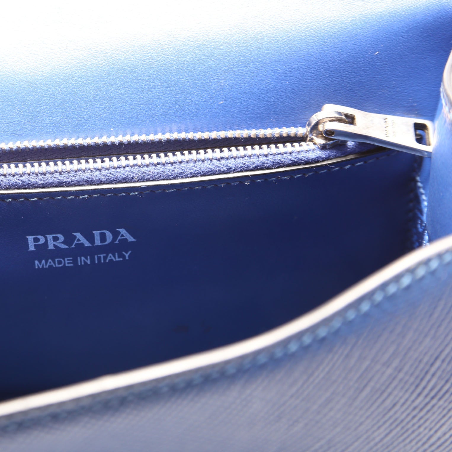 1BA186 Saffiano Monochrome Logo Top Handle Bag Blue