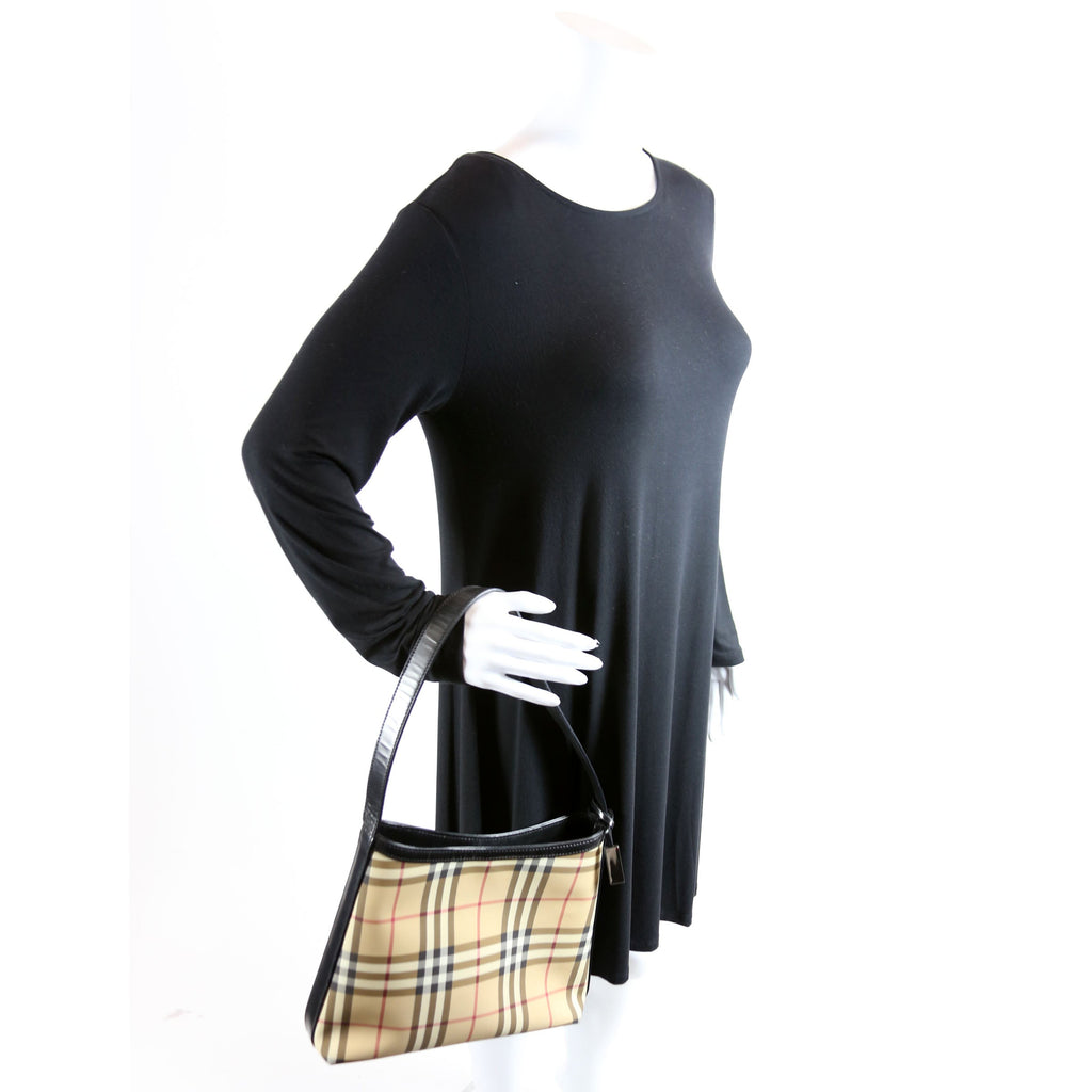 House Check Coated Canvas Hobo Black/Beige