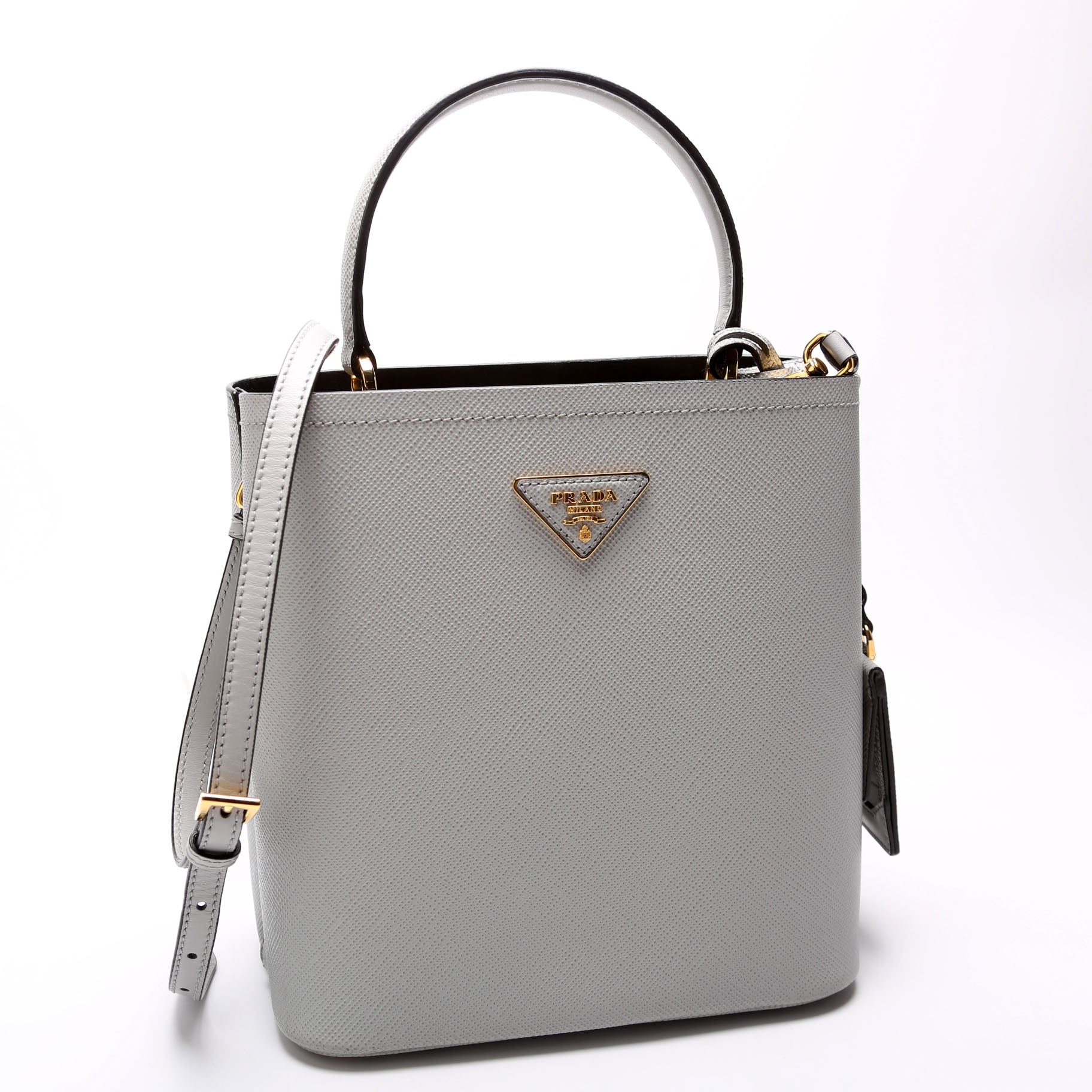 1BA212 Saffiano Cuir Medium Panier Bag Grey