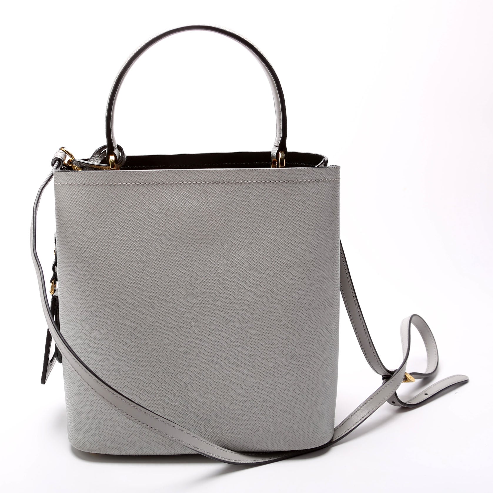 1BA212 Saffiano Cuir Medium Panier Bag Grey