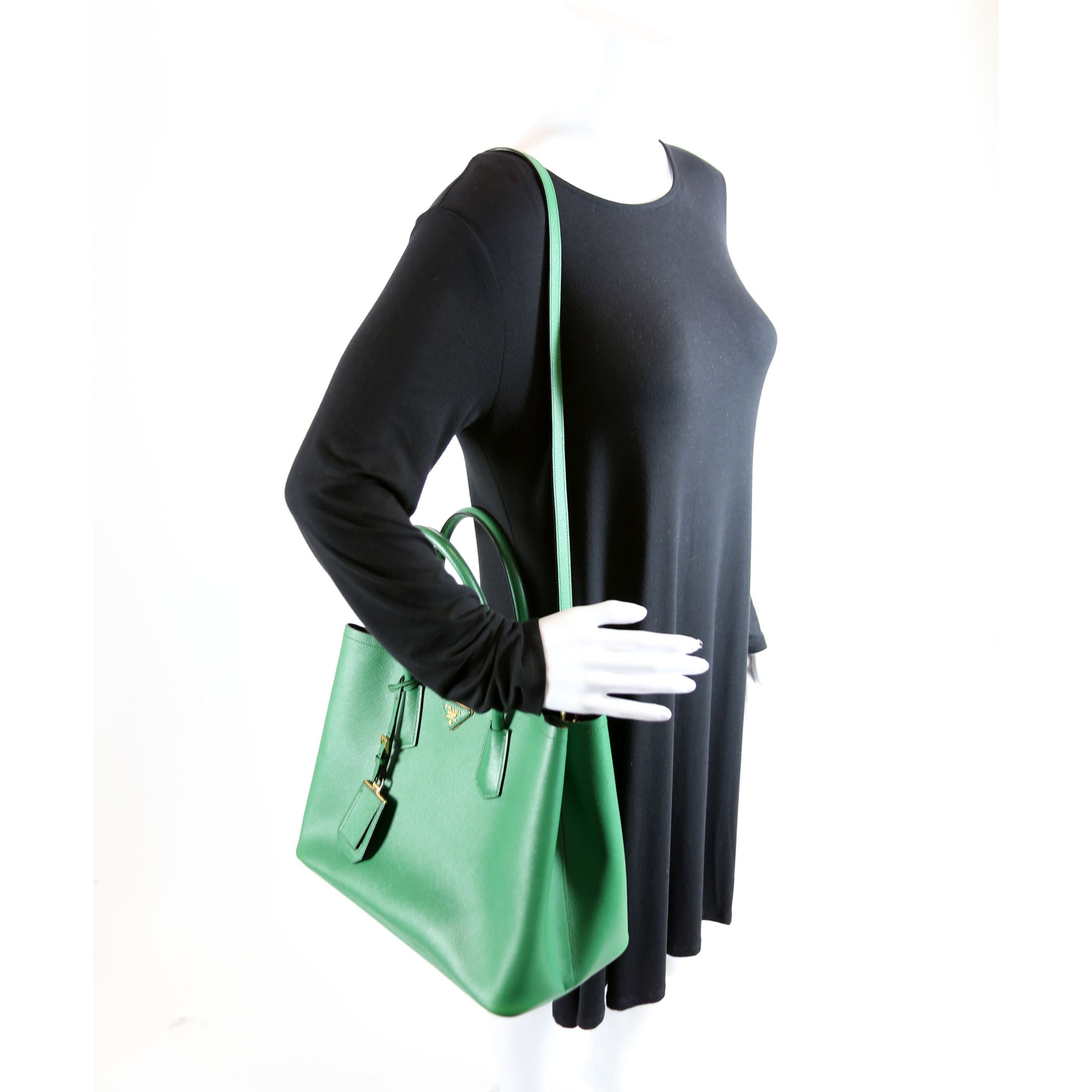 Saffiano Cuir Double Large Green