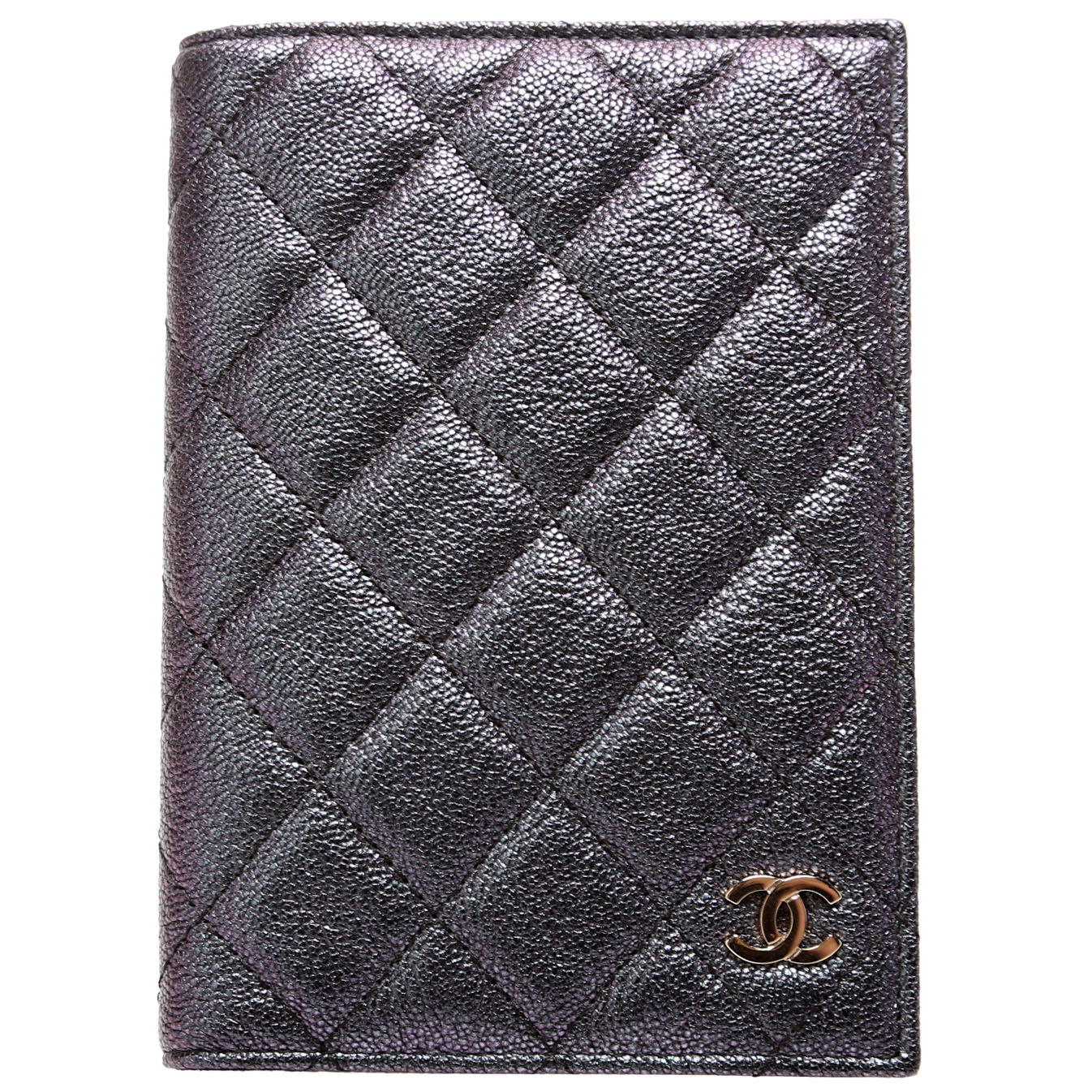 Passport Holder Iridescent Caviar 27M Black