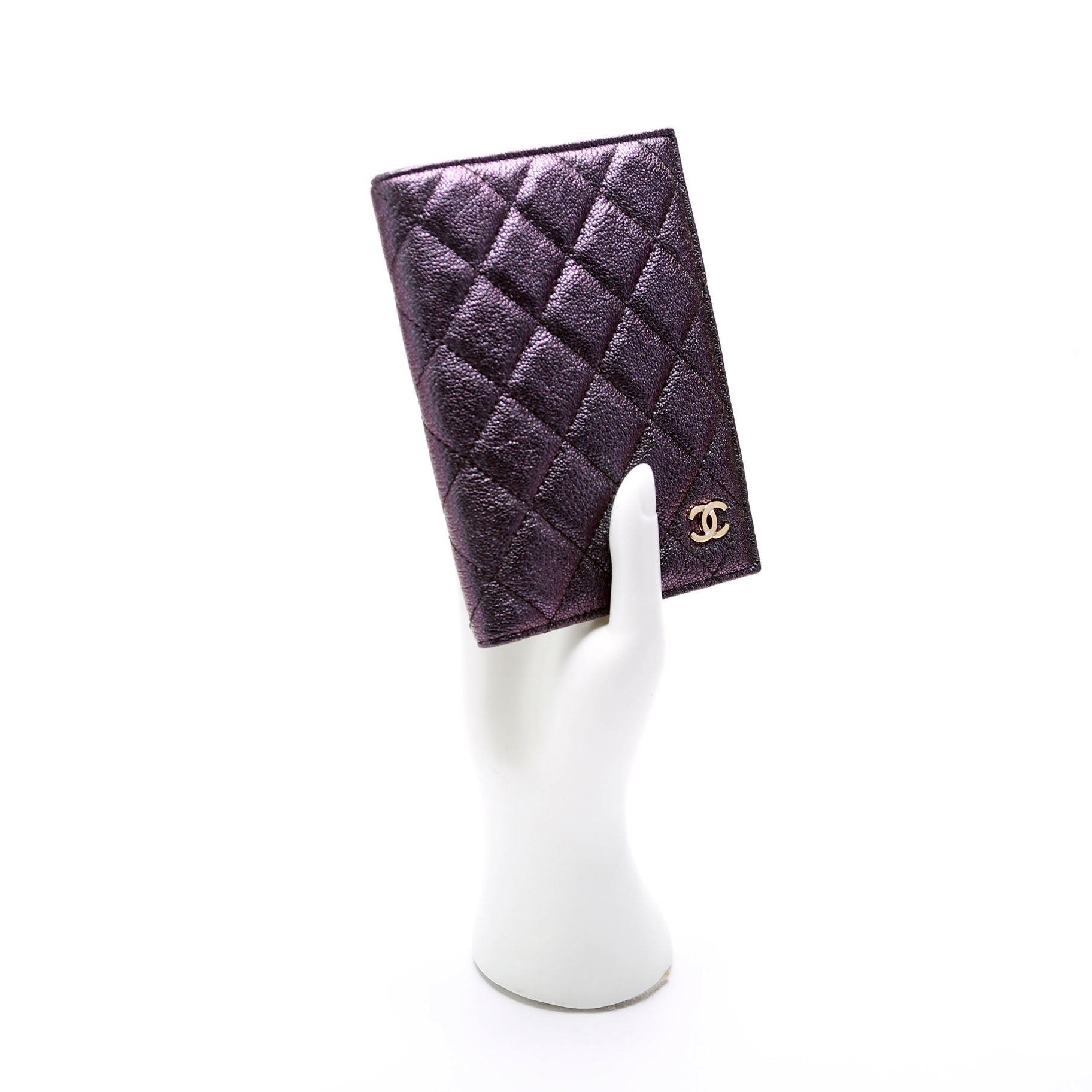 Passport Holder Iridescent Caviar 27M Black