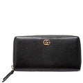 456117 GG Leather Zip Around Wallet Black