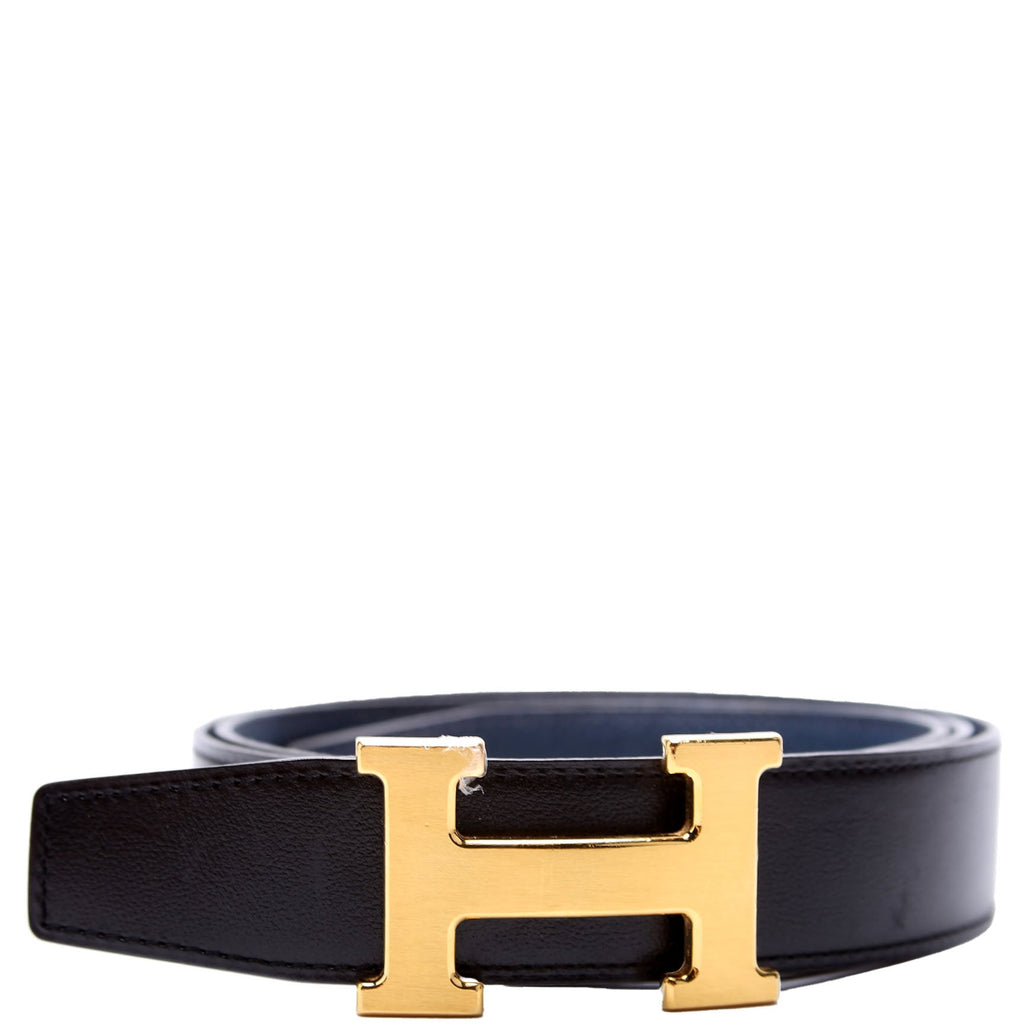 H Reversible Leather Belt Size 95 Black/Blue