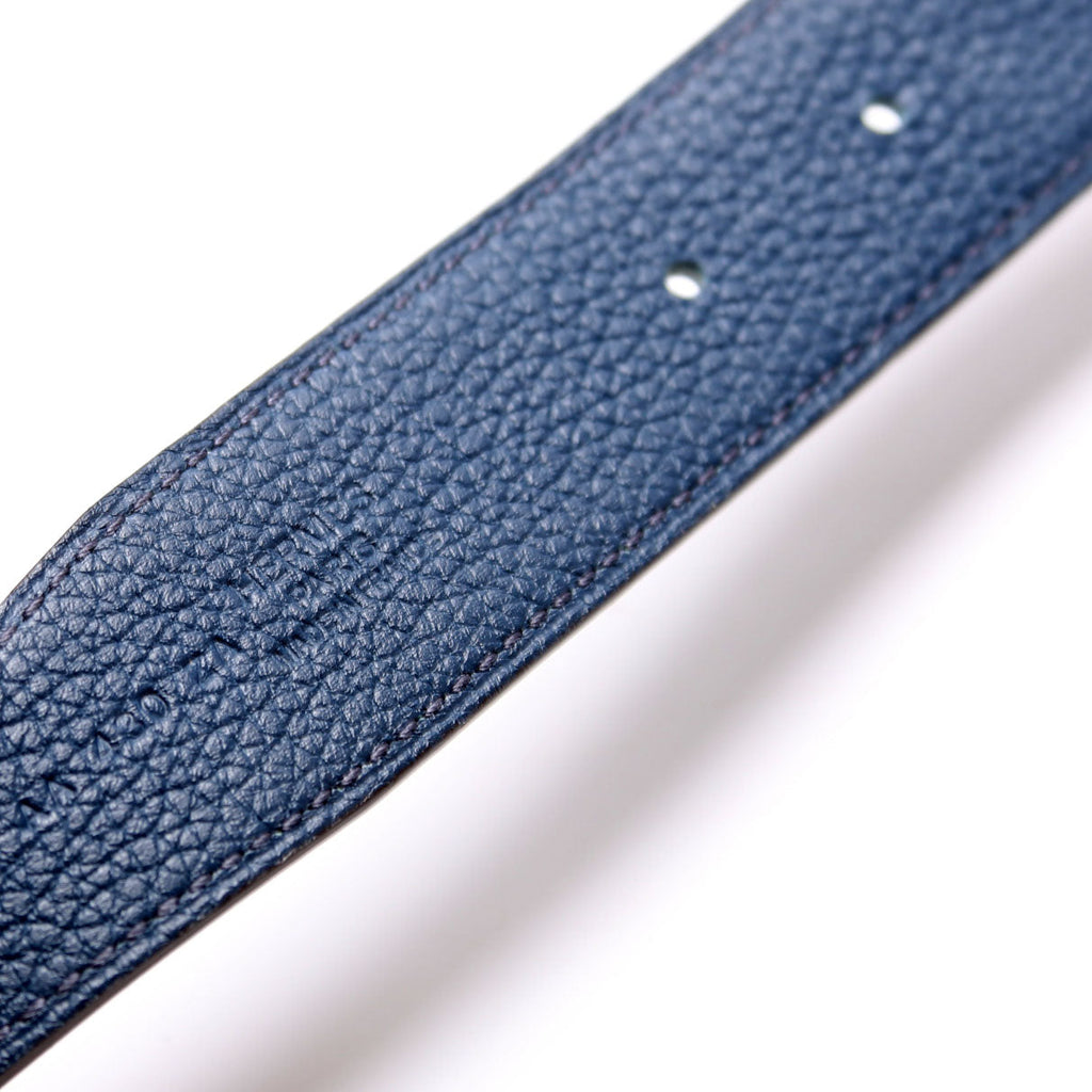H Reversible Leather Belt Size 95 Black/Blue