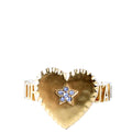 J'adior Crystal Star Heart Ring Size M Gold