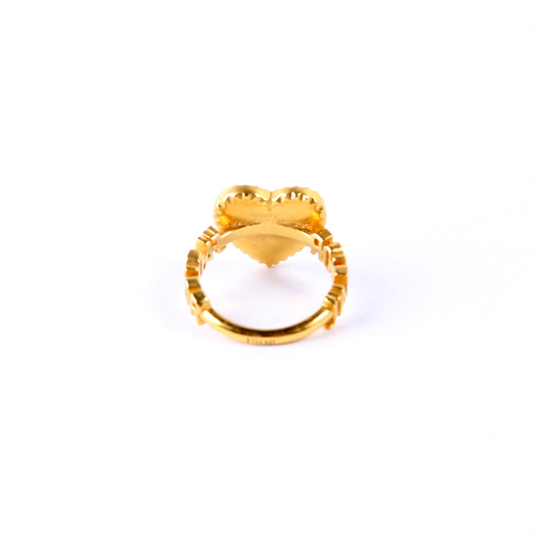 J'adior Crystal Star Heart Ring Size M Gold