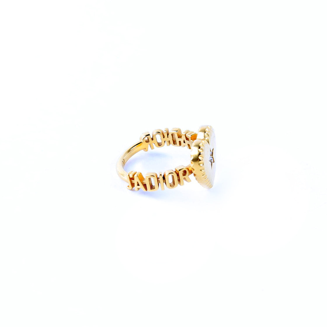 J'adior Crystal Star Heart Ring Size M Gold