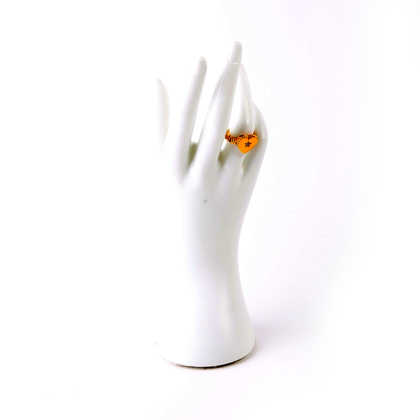 J'adior Crystal Star Heart Ring Size M Gold