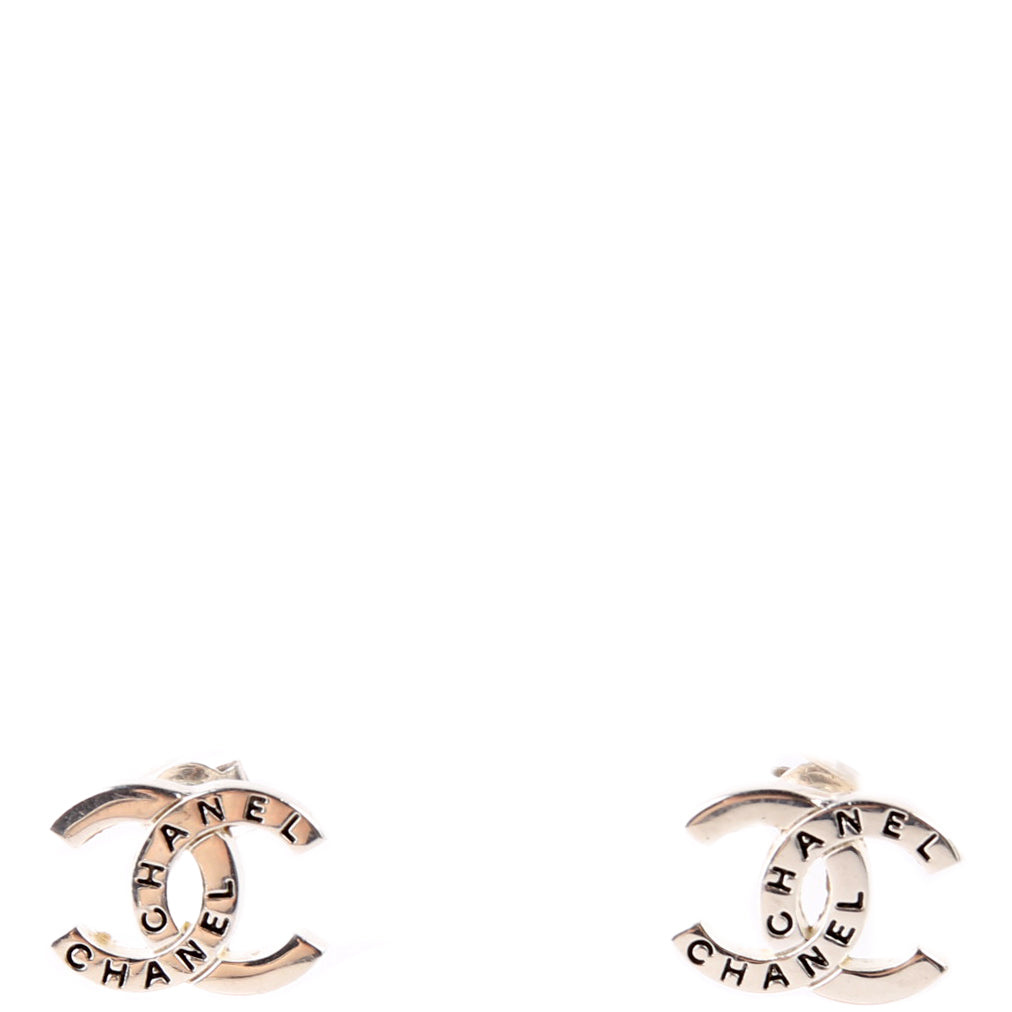 CC Logo Small Stud Earrings Silver
