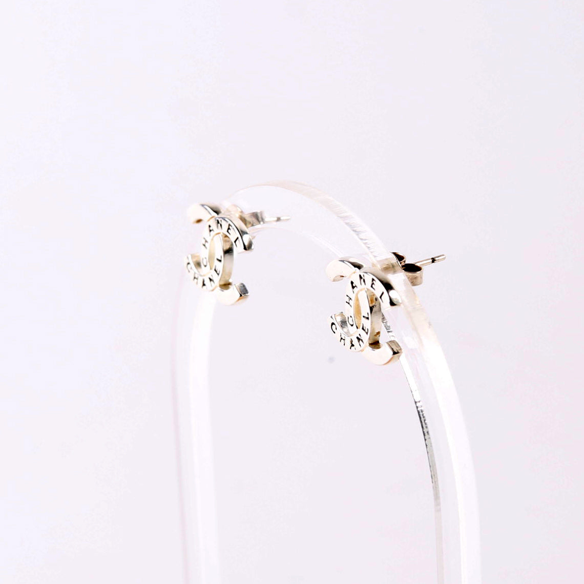CC Logo Small Stud Earrings Silver