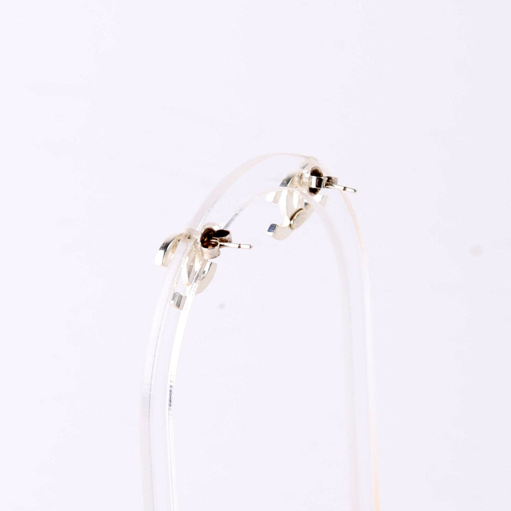 CC Logo Small Stud Earrings Silver
