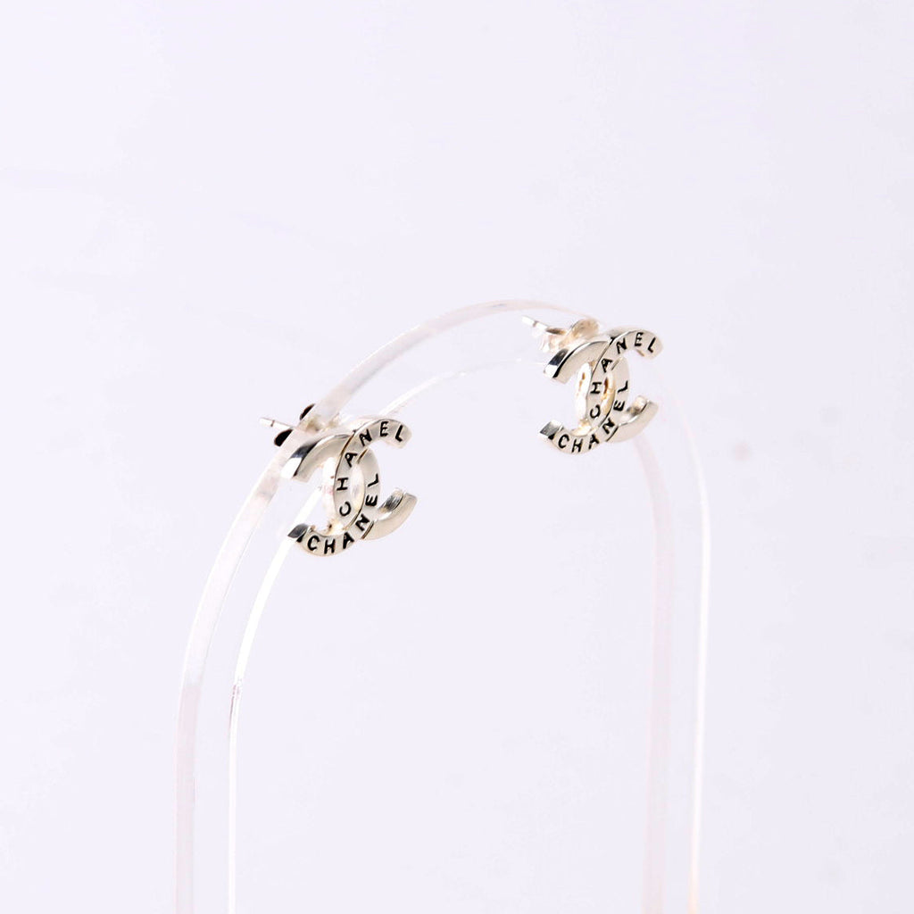 CC Logo Small Stud Earrings Silver