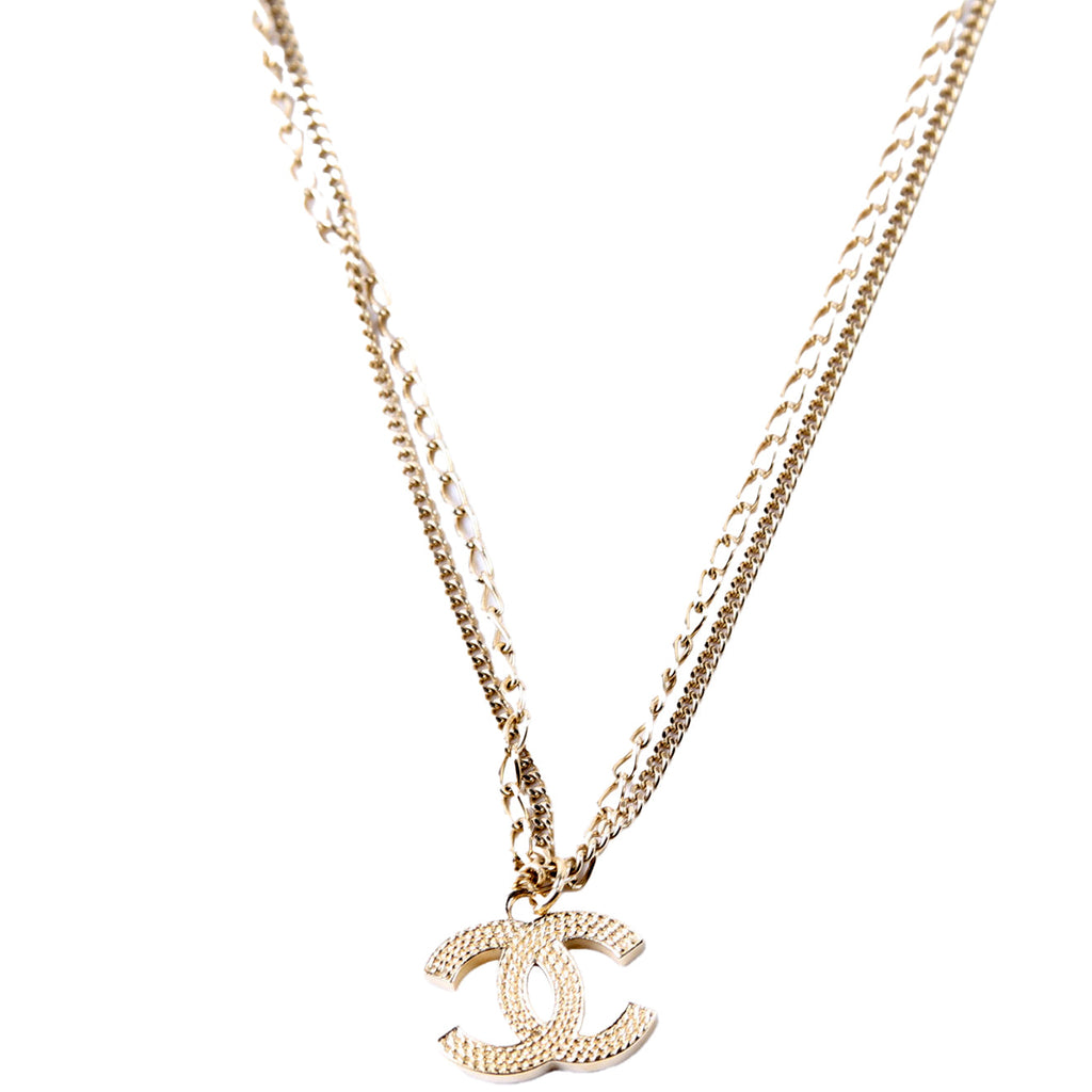 CC Multi Strand Long Necklace Champagne