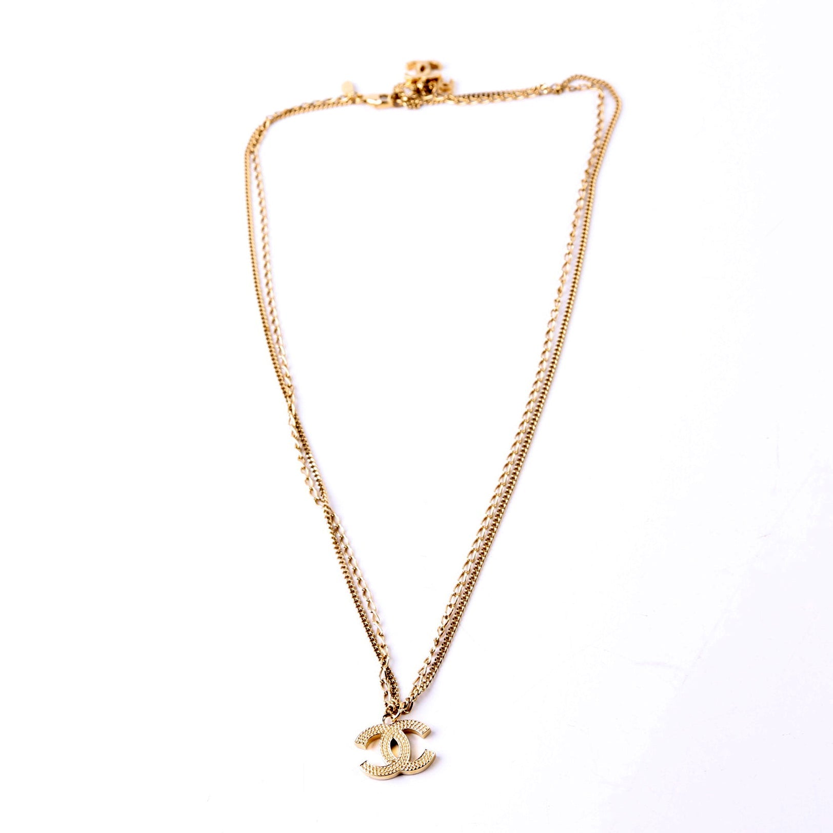 CC Multi Strand Long Necklace Champagne