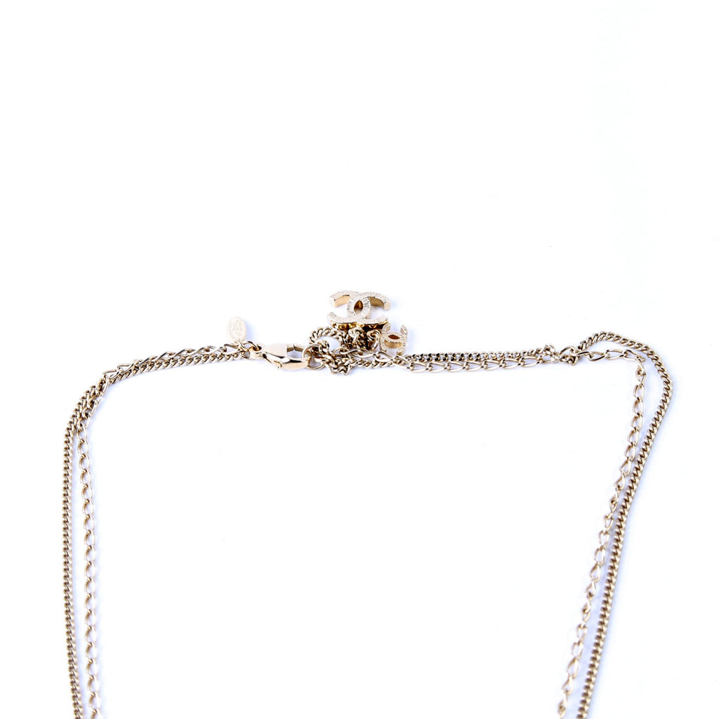 CC Multi Strand Long Necklace Champagne