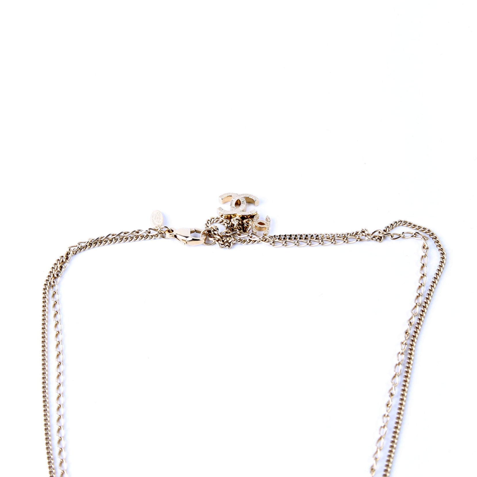 CC Multi Strand Long Necklace Champagne