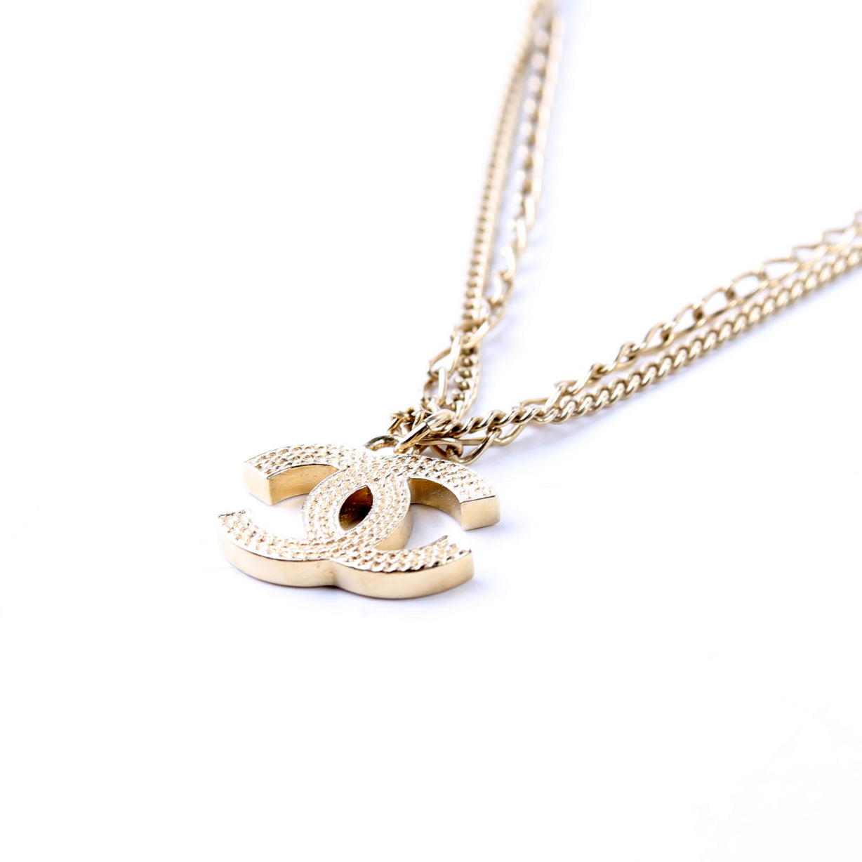 CC Multi Strand Long Necklace Champagne