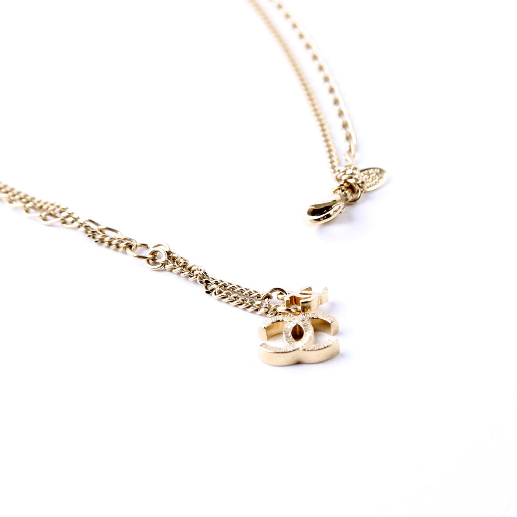 CC Multi Strand Long Necklace Champagne