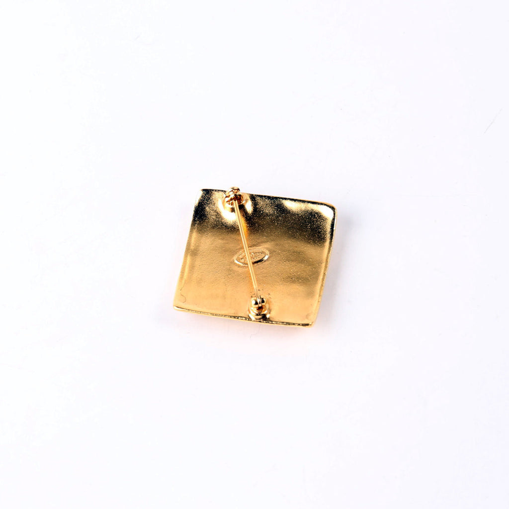 CC Logo Rhombus Brooch Gold